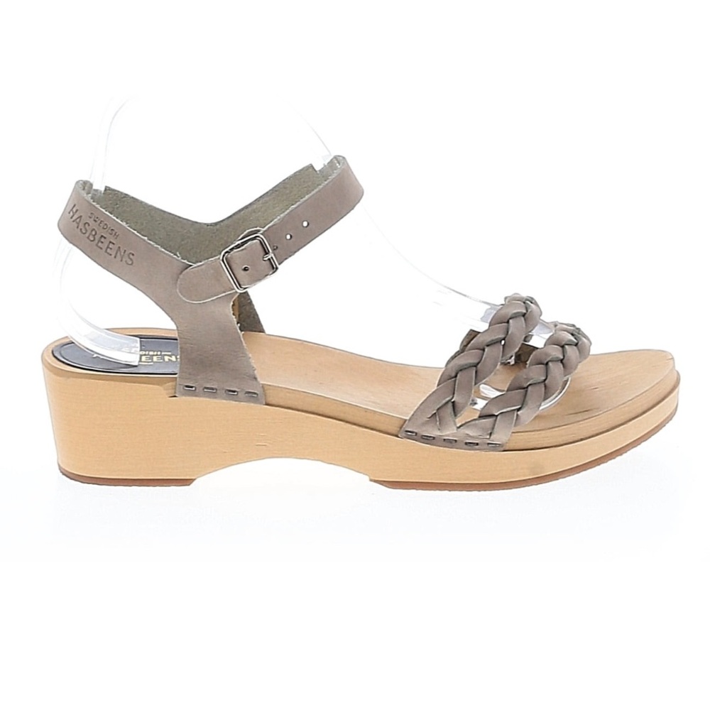 Swedish Hasbeens Tanja grey braided clog platform sandals size EU 40 - Picture 3 of 10
